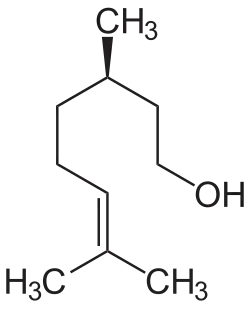 Structuurformule van R-(+)-citronellol