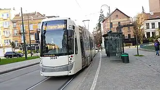 Tram 25 aan de halte Solbos richting Marie-José.