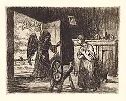 Maria Boodschap II, ets, collectie Jakob Smitsmuseum