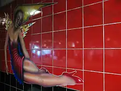 Wandschildering in het station