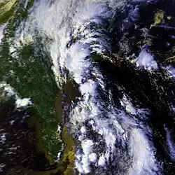 Foto of weerkaart van orkaan