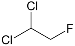 Structuurformule van 1,1-dichloor-2-fluorethaan