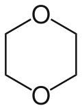 Structuurformule van 1,4-dioxaan