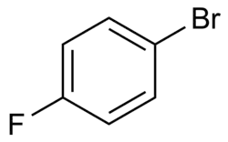 Structuurformule van 1-broom-4-fluorbenzeen