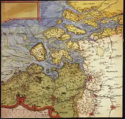 Zelandicarum Insularum Una Cum Limitibus Earum Descriptio 1573