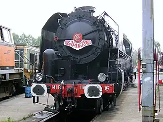 Locomotief, serie 141 R, van de Mistral tussen 1954 en 1965 ingezet op het baanvak Marseille - Nice.