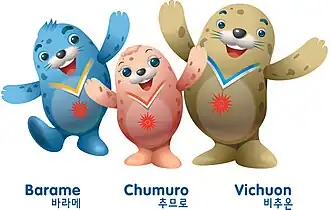 De officiële mascottes van Incheon 2014