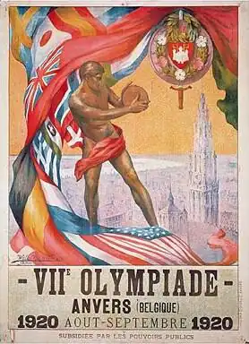 De officiële affiche van de Olympische Zomerspelen van 1920 in Antwerpen, een ontwerp van Van der Ven.