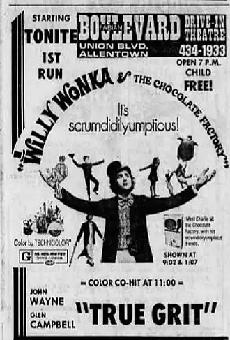 Advertentie voor Willy Wonka & the Chocolate Factory