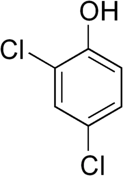 Structuurformule van 2,4-dichloorfenol