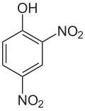 Structuurformule van 2,4-dinitrofenol