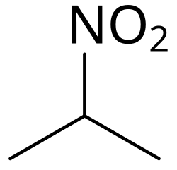 Structuurformule van 2-nitropropaan