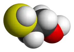 Molecuulmodel van 2-mercapto-ethanol