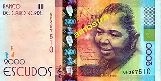 Biljet van 2000 escudo met Cesária Évora