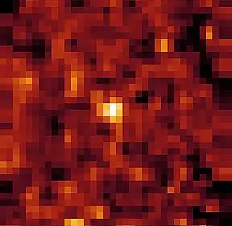Afbeelding van 2002 AW197, genomen door de Spitzer Space Telescope op 13 april 2004