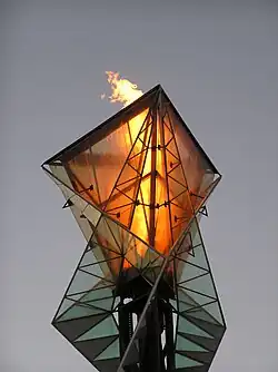 The Olympic Cauldron bij het Rice-Eccles Stadium in Salt Lake City.