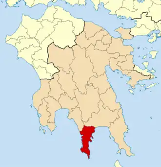 Kaart van Anatoliki Mani