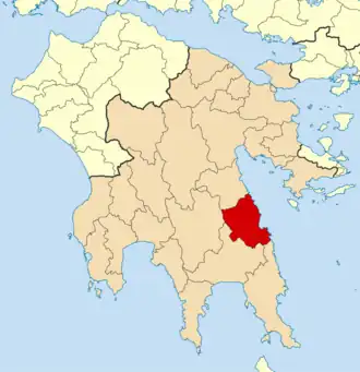 Kaart van Notia Kynouria