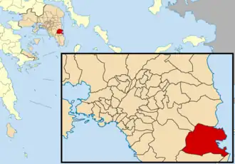 Kaart van Markopoulo Mesogaias