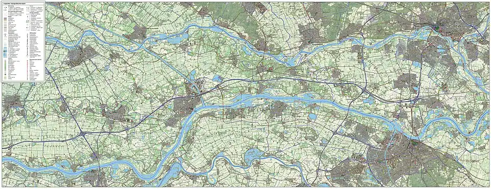 Topografische kaart van de Betuwe