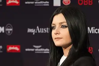 Nina Sublatti tijdens het Eurovisiesongfestival 2015