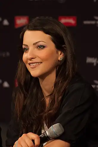 Anita Simoncini tijdens het Eurovisiesongfestival 2015