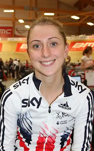 Laura Trott tijdens de EK baanwielrennen 2015.
