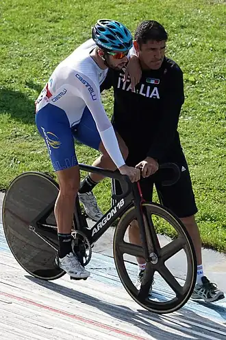 Minali bij de finale van het EK derny, 2017