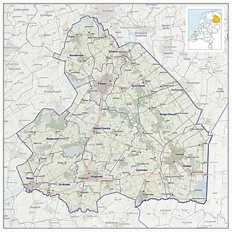 Veiligheidsregio Drenthe, impressie van het landschap en indeling van gemeenten (2017)