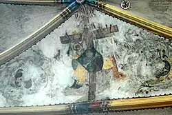 Detail gewelfschildering met Heilig Kruisvinding(?)