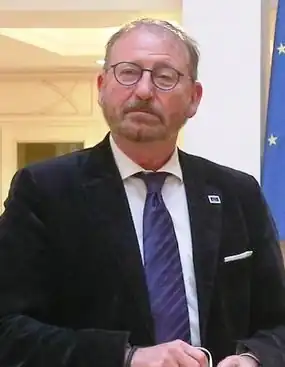 Daems in de hoedanigheid van voorzitter van de Parlementaire Assemblee van de Raad van Europa in maart 2021.