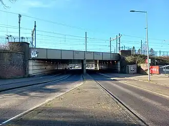 Molukkenspoorbrug gezien vanaf Molukkenstraat (november 2021)