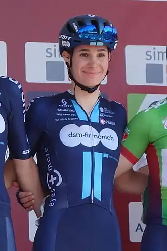 Barale voor de start van de 4e etappe van de Simac Ladies Tour 2023