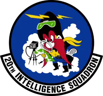 Yosemite Sam op embleem van 20th Intelligence Squadron