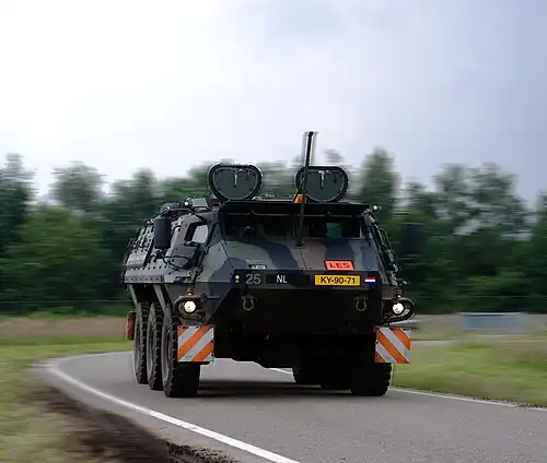 Een lesuitvoering van een Patria XA-188 GVV pantserwielvoertuig tijdens de Landmachtdagen 2008 in Oirschot.