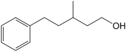 Structuurformule van 3-methyl-5-fenylpentanol
