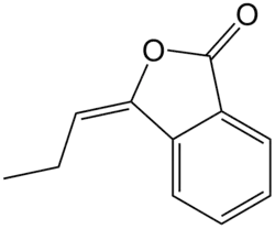 Structuurformule van 3-propylideenftalide