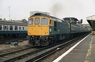 Een Class 33 te Woking, rond 1978