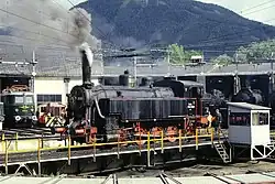 De locomotievenloods met draaischijf in 1993