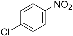 Structuurformule van 4-nitrochloorbenzeen