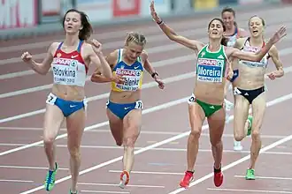 Golovkina (geheel links) zegeviert op de 5000 m tijdens de EK van 2012, Helsinki