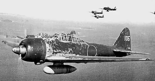 een A6M3 boven de Solomoneilanden in 1943.