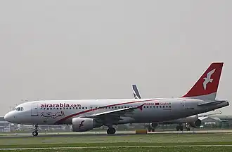 Een Airbus A320-200 van Air Arabia Maroc op Schiphol