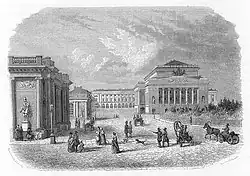 Het theater op een gravure uit 1884