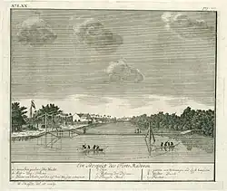 Brug over de Nilwala met links het fort