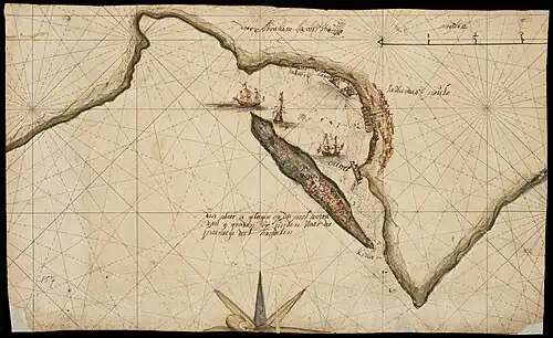 Historische kaart van de baai van Luanda