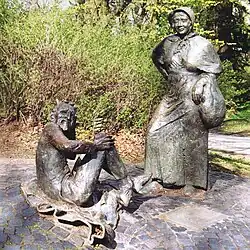 Standbeeld van de sage van de duivel en de vrouw op de Lousberg