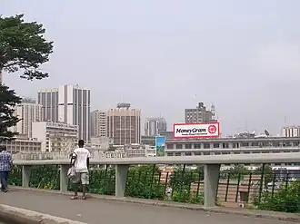 Het stadscentrum van de Ivoriaanse kuststad Abidjan.