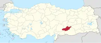 Kaart van Adıyaman