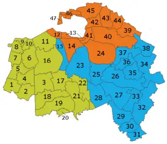 Kaart van het departement Val-de-Marne met haar gemeenten